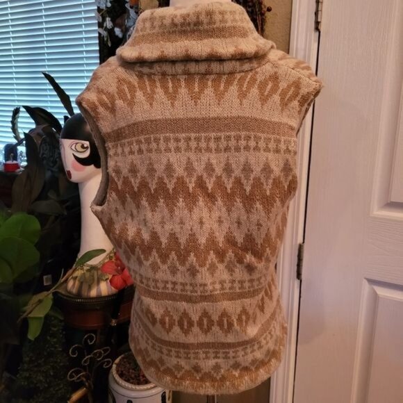 Women's Wool Silk blend sweater Vest Fall Winter Equestrian Preppy brown small - Picture 3 of 9